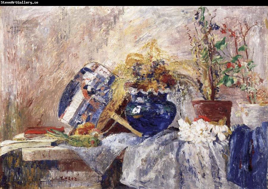 James Ensor Still life with Blue Vase and Fan